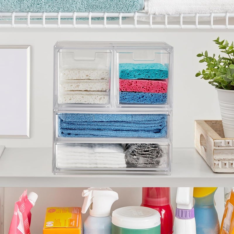 STORi Chloe Space-Saving Clear Drawer Organizer (4 Drawer Set) Sort Office, Kitchen, Beauty Supplies, Makeup, Pens, Jewelry, Stationary, Made in USA - Image 5